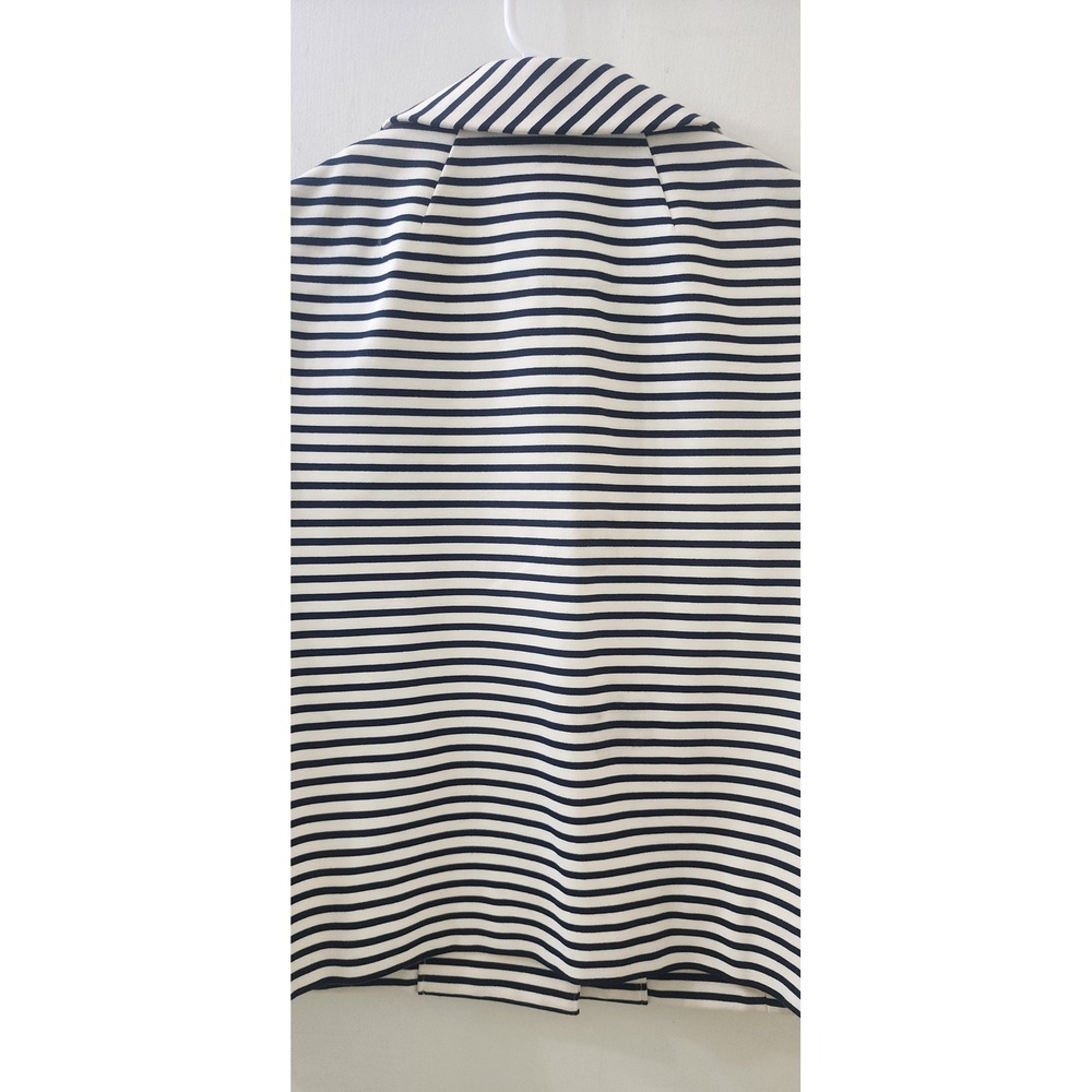 Kate Spade New York Striped Navy White Pink Trim Snap Front Jacket Womens Small - Picture 9 of 14